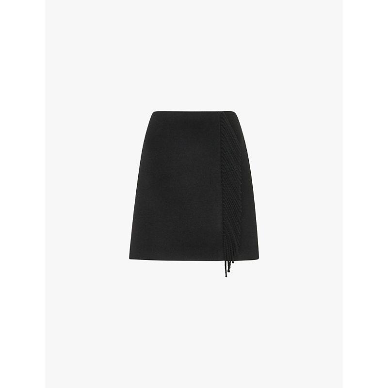 Sadie fringed-trim limited-edition recycled wool-blend mini skirt