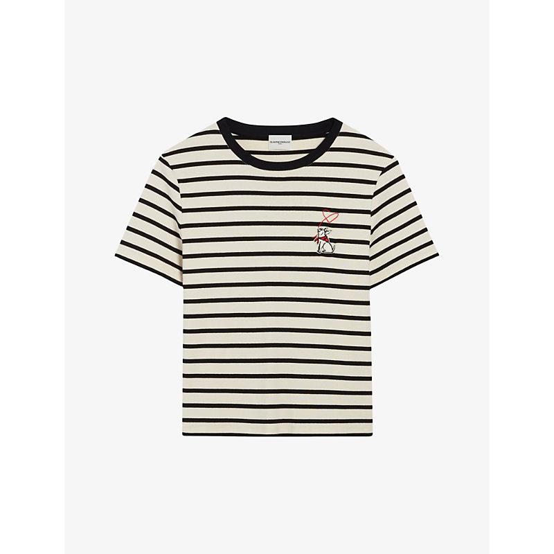 Jean Toto-patch stripe cotton T-shirt