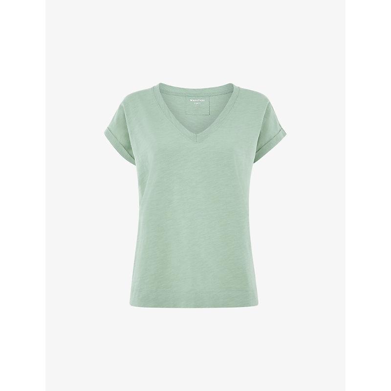 Willa V-neck cap-sleeve organic-cotton T-shirt