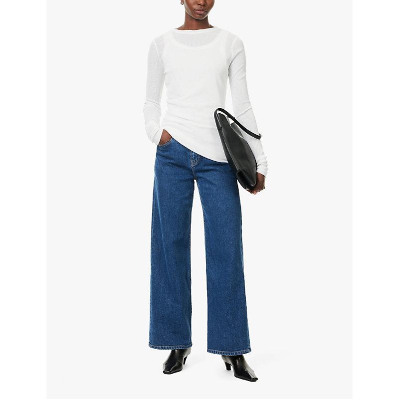 Jude high-rise wide leg organic-cotton blend stretch-denim jeans