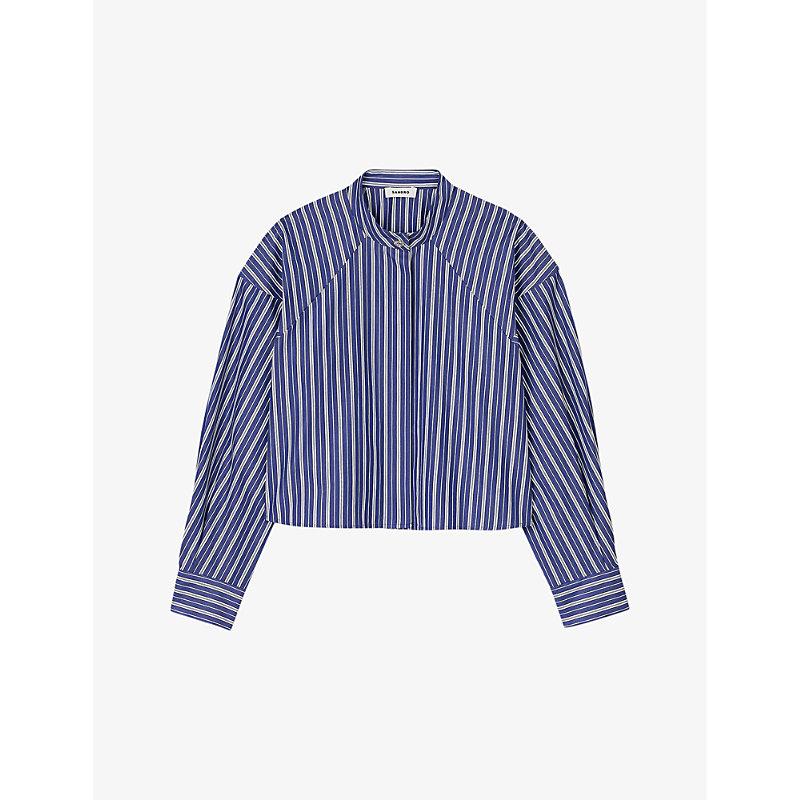 Stripe jewelled-button cotton shirt