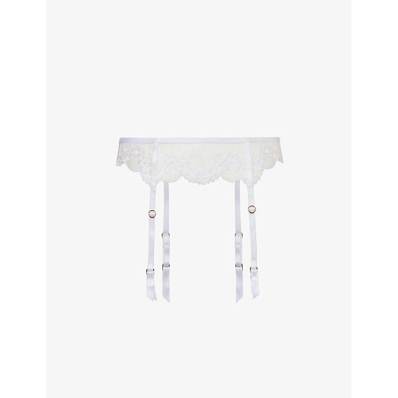 Marisa floral-embroidered lace suspenders