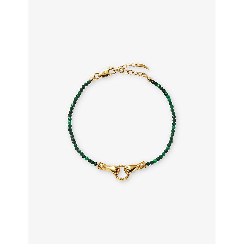 Missoma x Harris Reed Good Hands 18ct recycled yellow gold-plated brass, cubic zirconia and malachite beaded bracelet