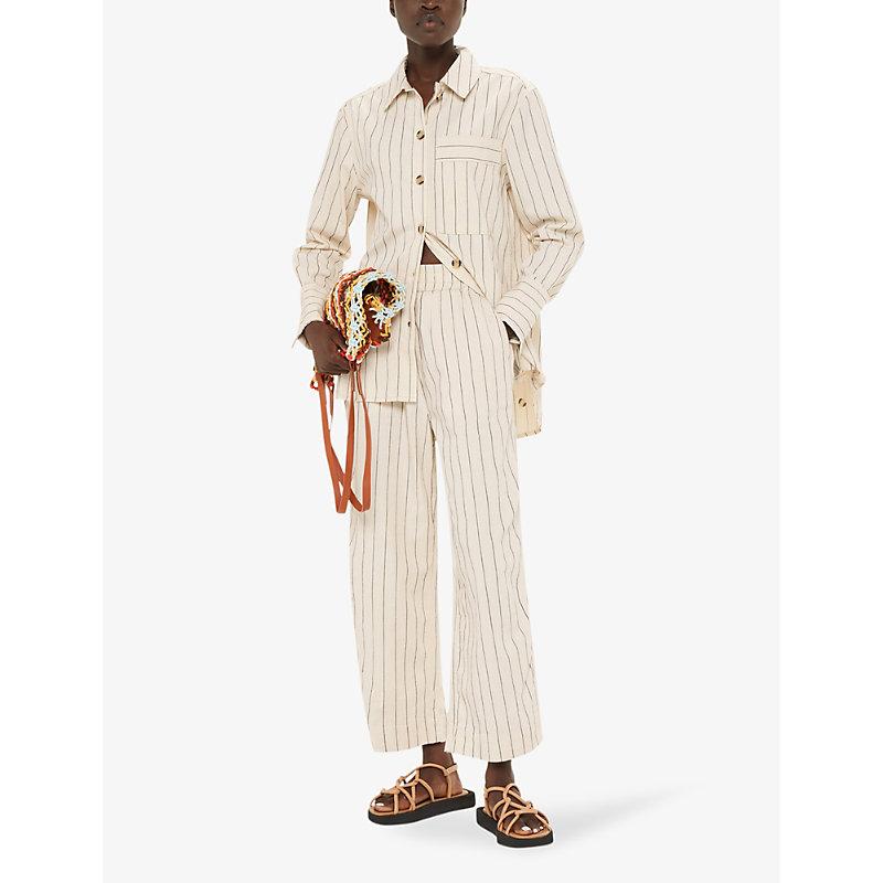 Kwammie striped stretch-cotton overshirt