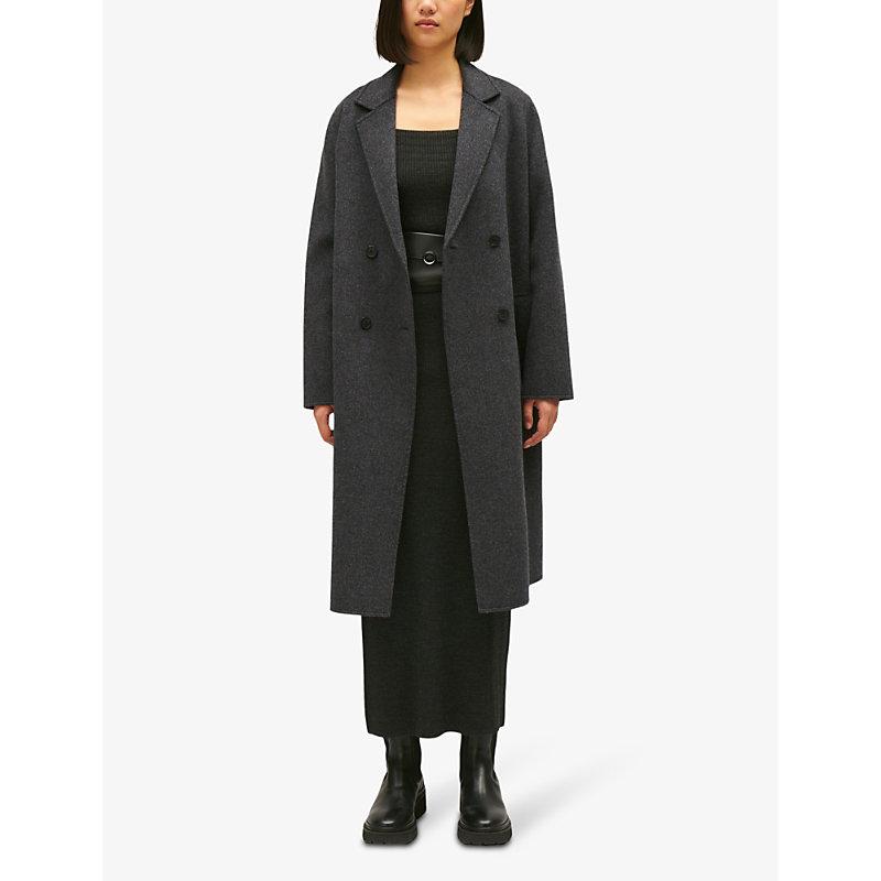 Double-sided double-breasted wool-blend coat