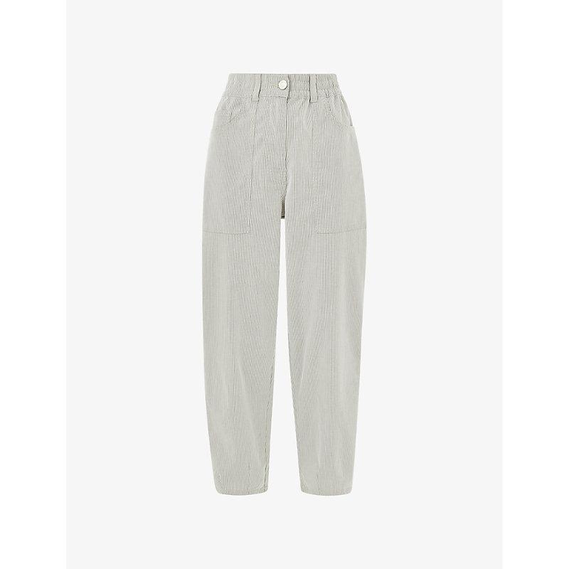 Tessa striped tapered mid-rise stretch-cotton trousers