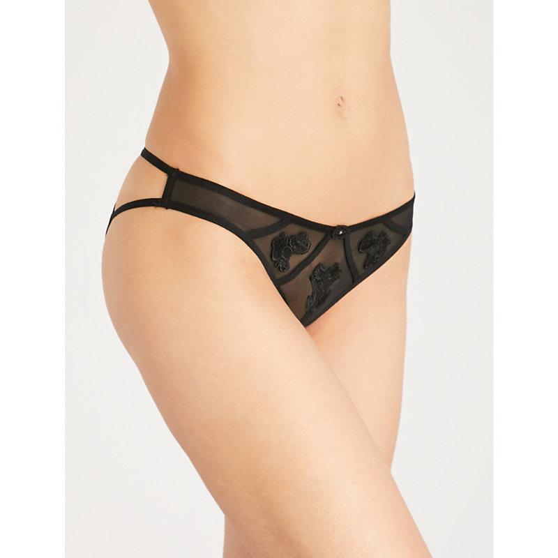 Nova mid-rise guipure lace and mesh briefs