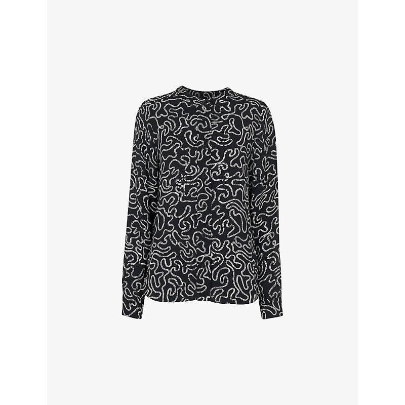 Chain-print round-neck woven shirt