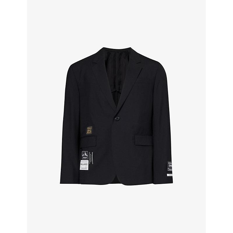 Notched-lapel wool blazer