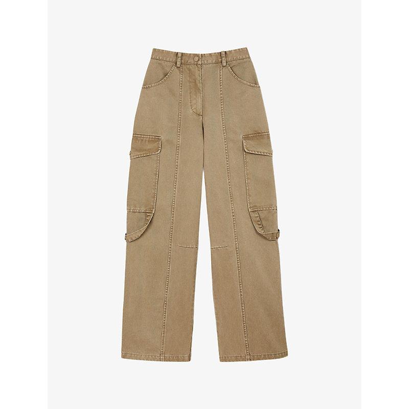 Pocket-embellished straight-leg cotton cargo trousers