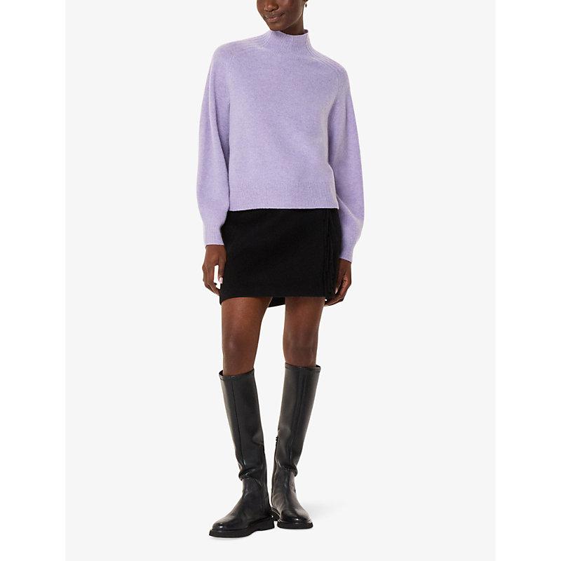 Funnel-neck knitted wool jumper