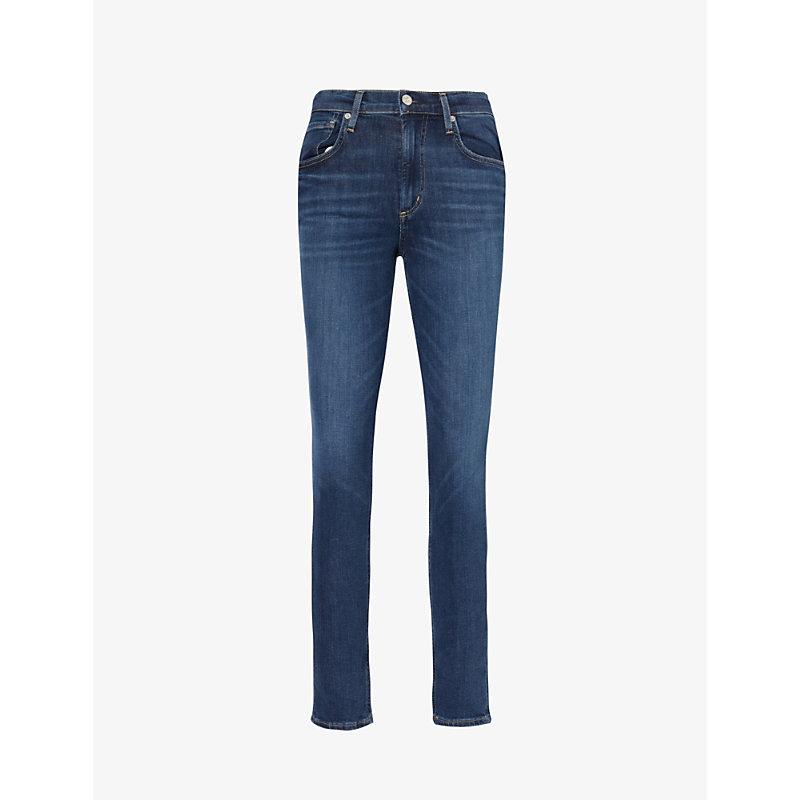 Sloane tapered high-rise recycled-stretch and recycled-denim jeans