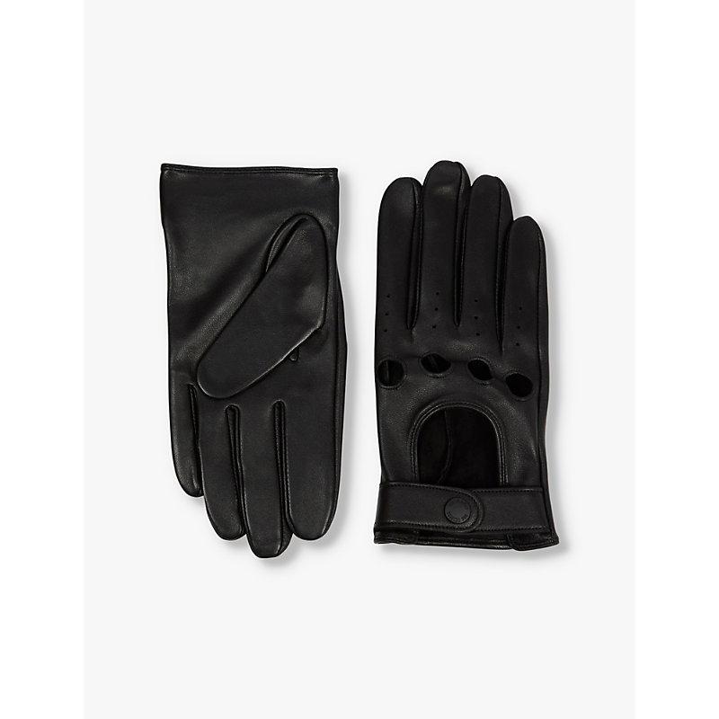 Cut-out leather gloves