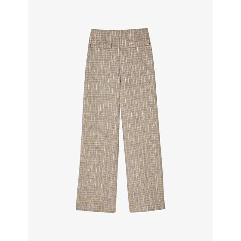 Straight-leg high-rise tweed trousers