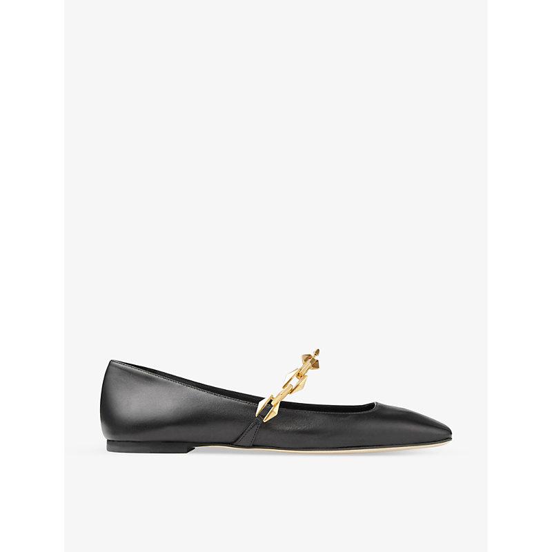 Diamond Tilda chain-embellished leather flats