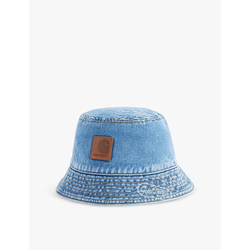 Stamp logo-patch organic-denim bucket hat