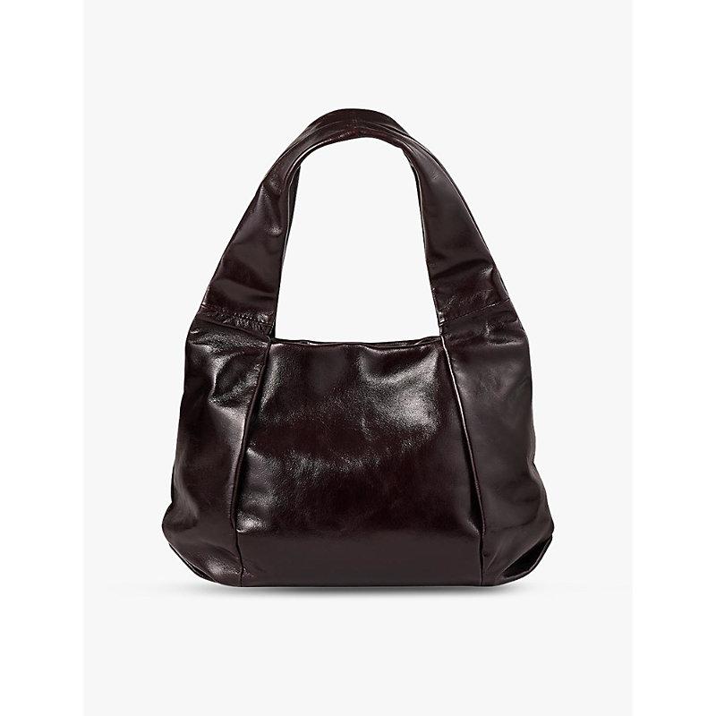 Detachable-strap leather shoulder bag