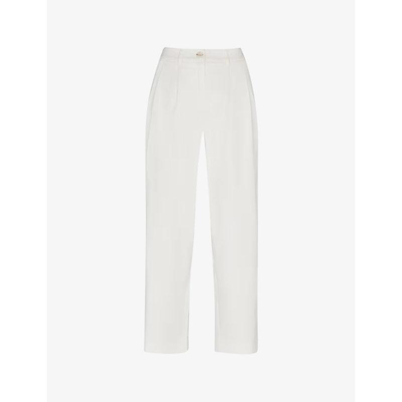 Bethany pleated barrel-leg mis-rise cotton trousers