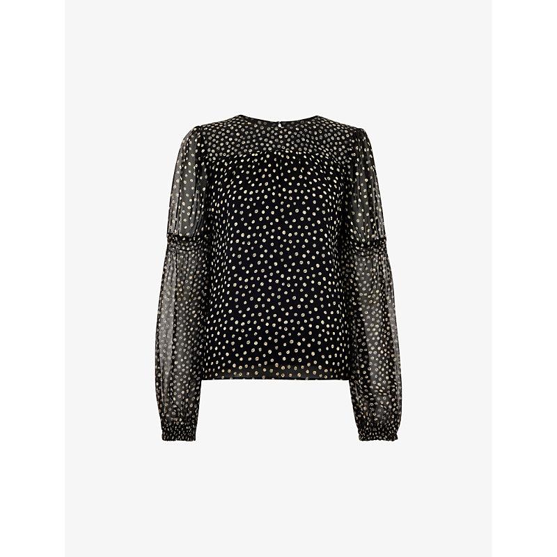 Speckled polka-dot woven top