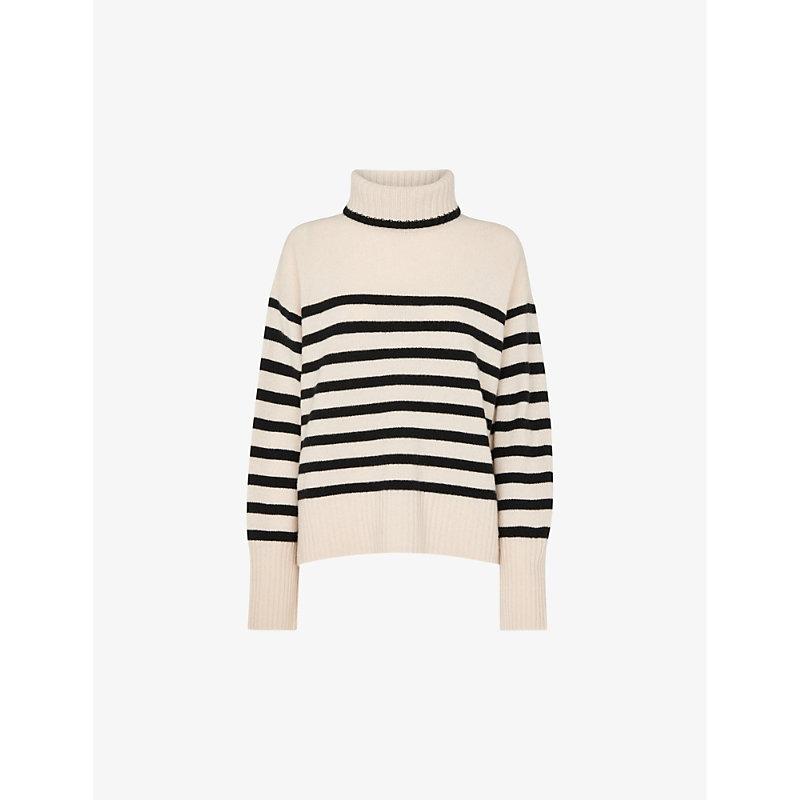 Striped roll-neck wool jumper