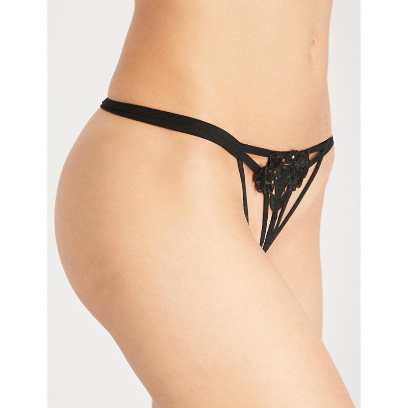 Nova guipure lace and mesh thong