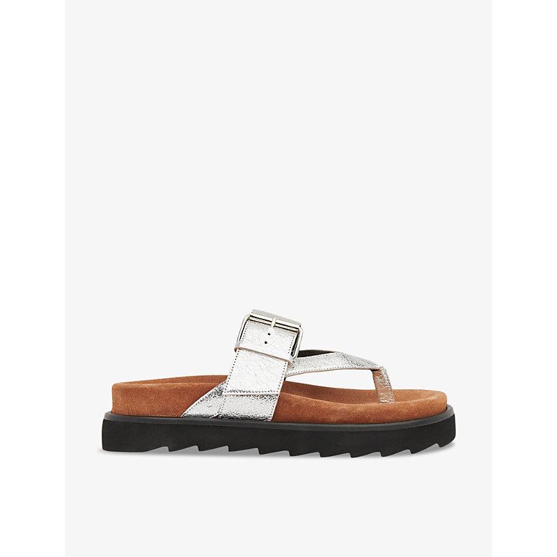 Sutton toe-post buckle metallic-leather sandals