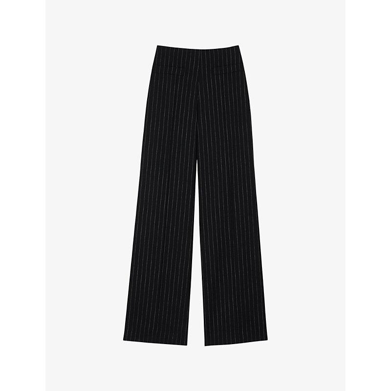 Pinstriped straight-leg stretch-woven trousers