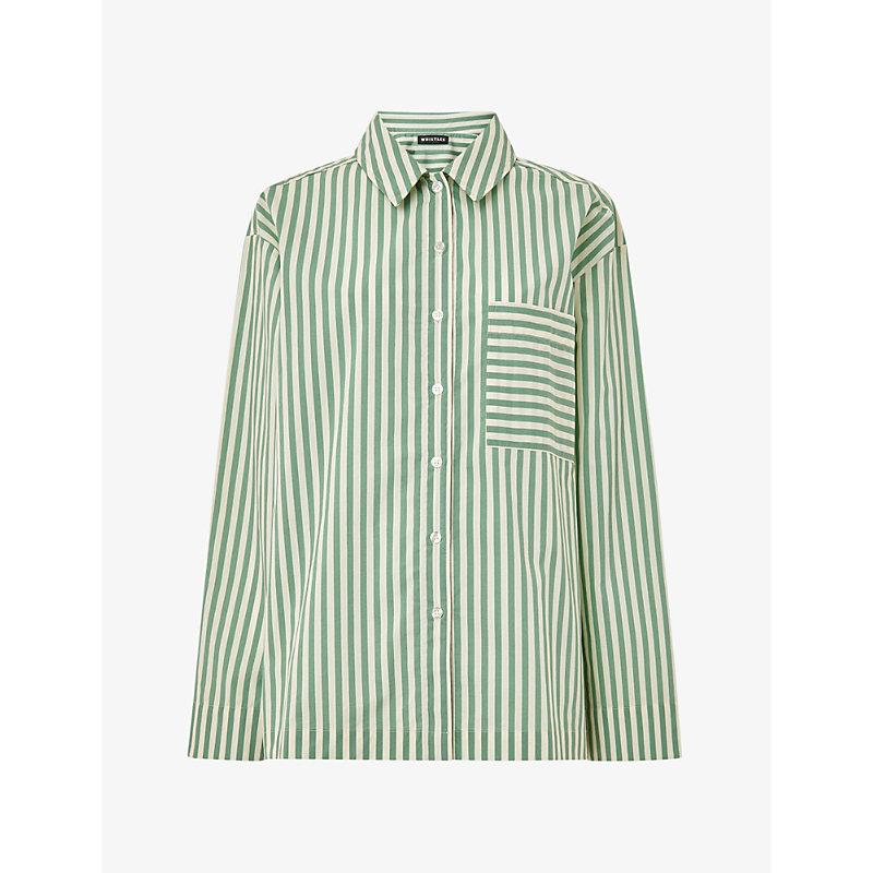 Stripe-print relaxed-fit cotton pyjama shirt