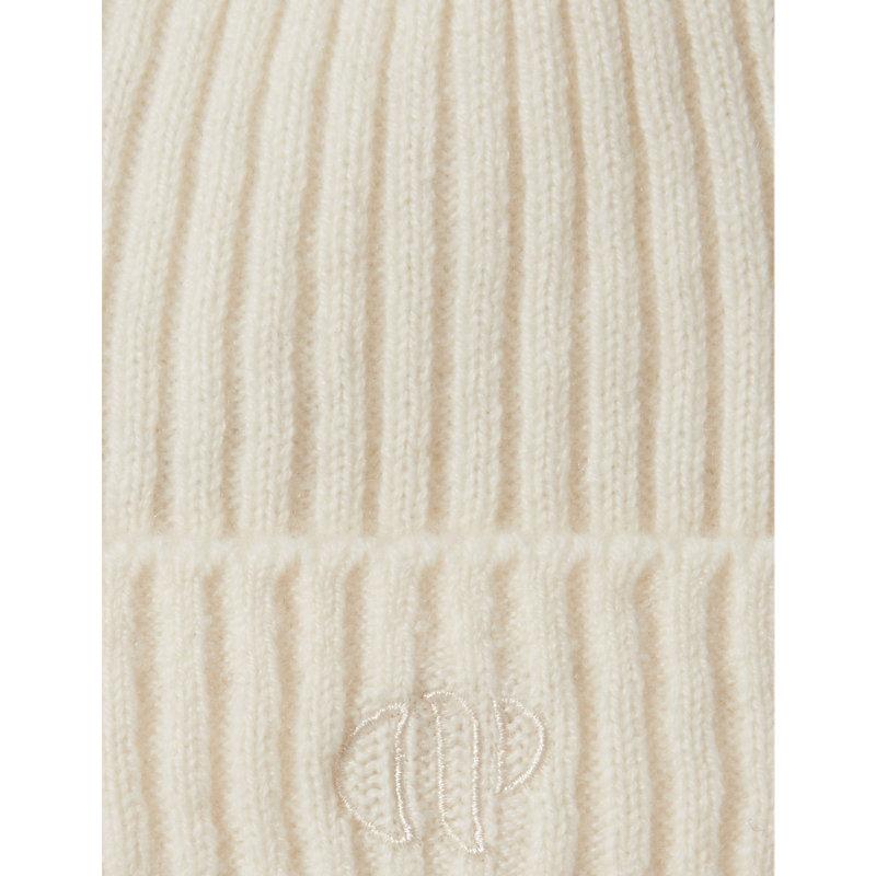 Logo-embroidered ribbed cashmere beanie hat