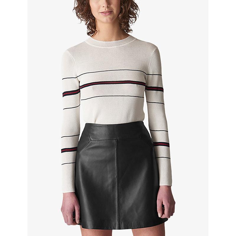 A-line leather mini skirt