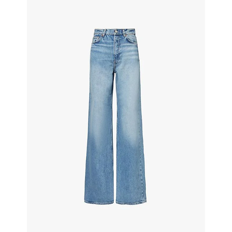 Cary faded-wash wide-leg high-rise denim jeans