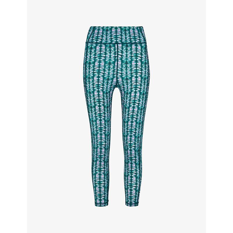 Abstract-print high-rise stretch-recycled nylon leggings