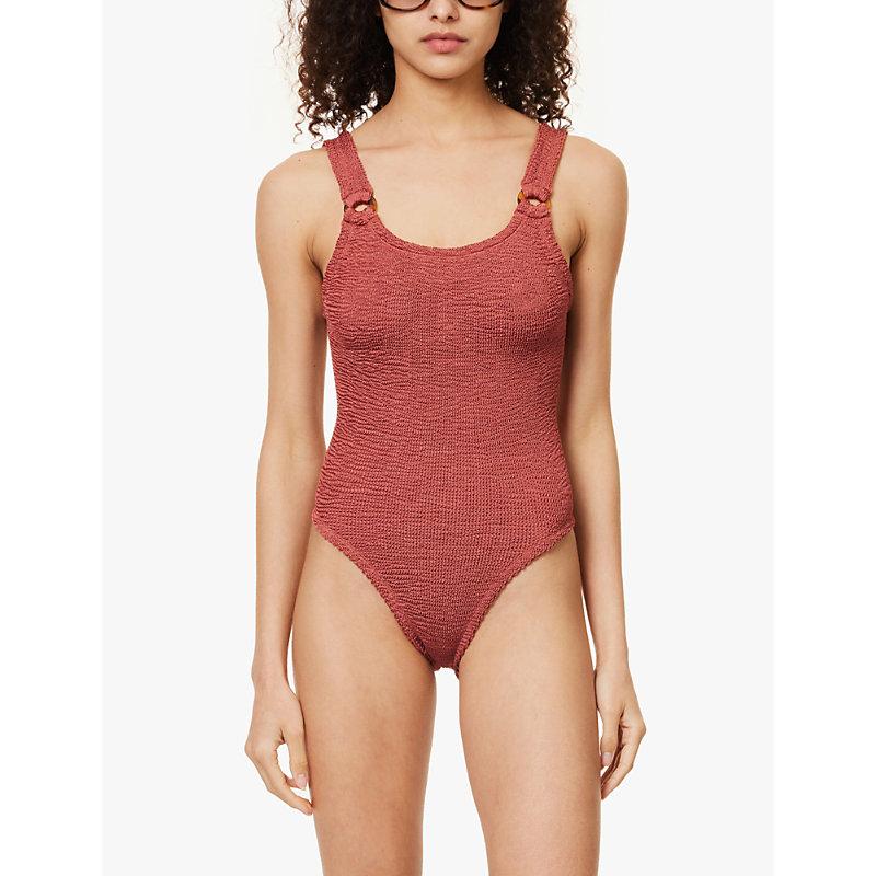 Domino scoop-neck swimsuit