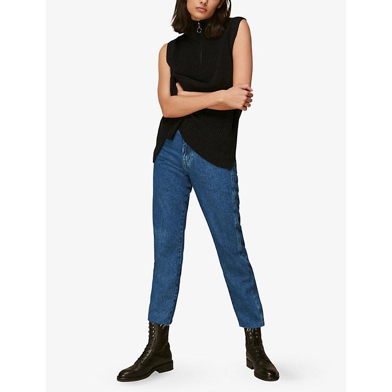 Authentic slim-leg high-rise cropped organic-denim jeans