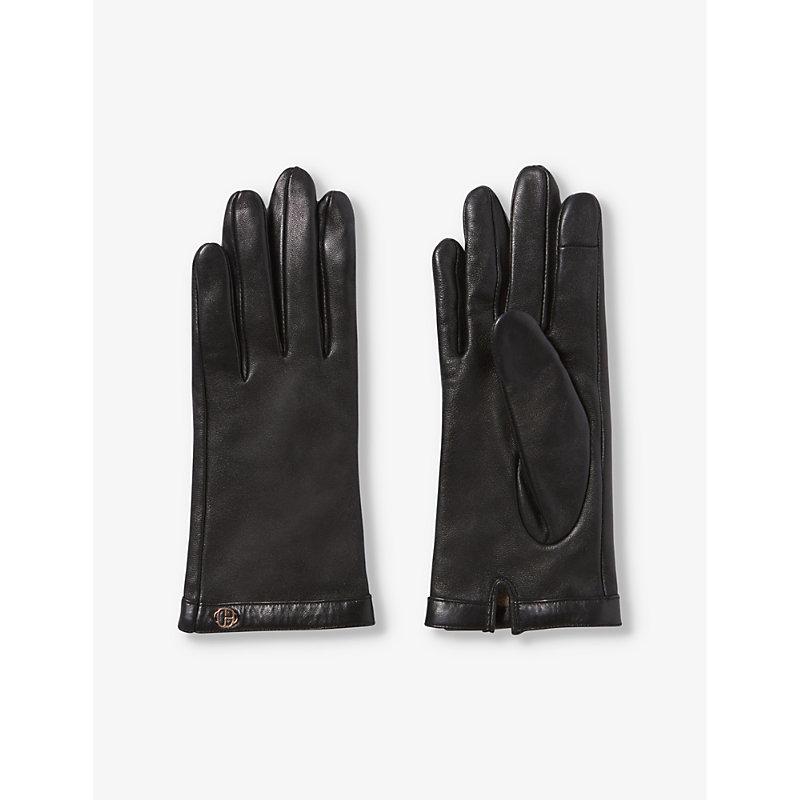 Brand-monogram leather gloves