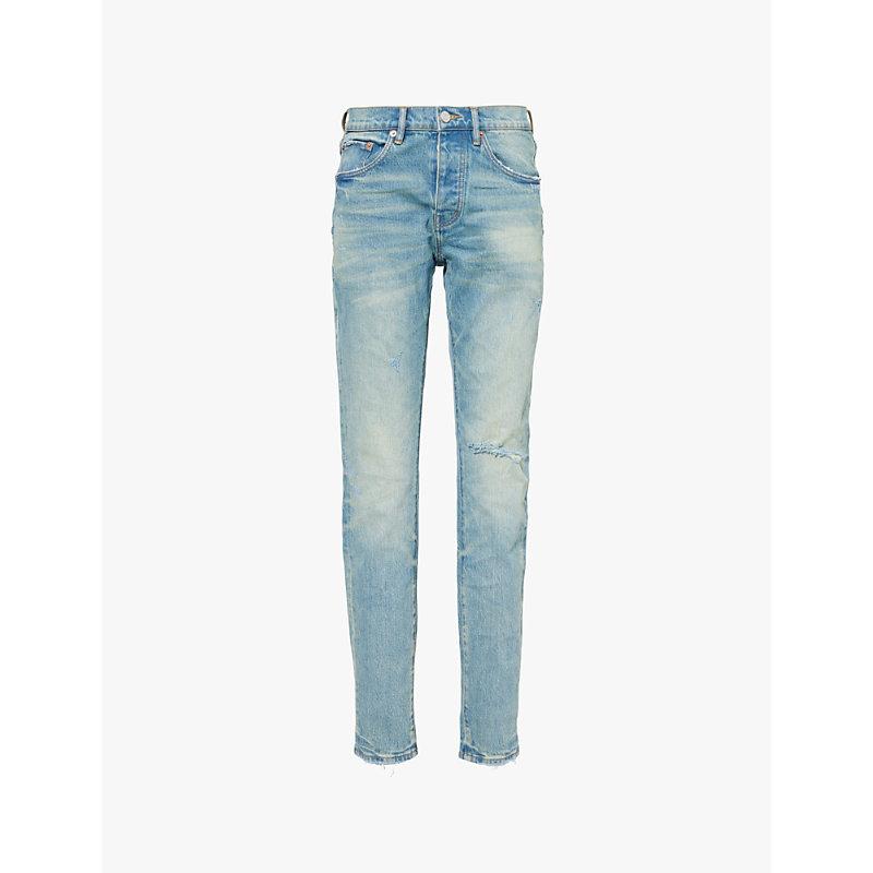 Blowout distressed slim-leg low-rise jeans