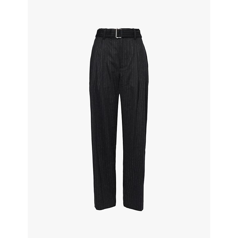 Elvis pinstripe straight-leg high-rise wool-blend trousers