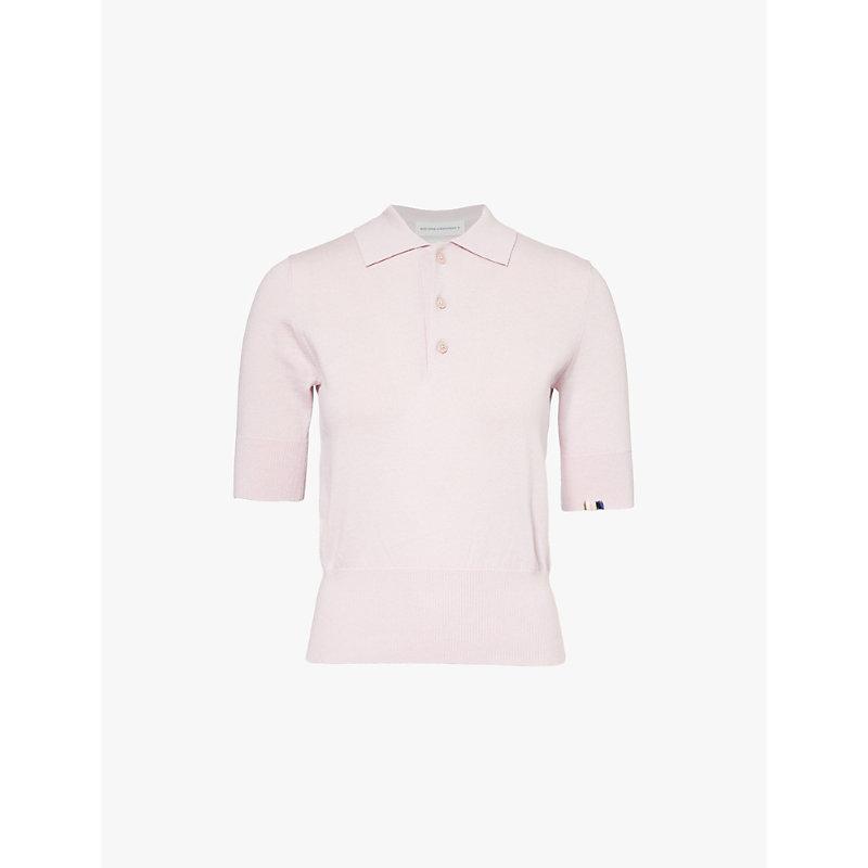 Short-sleeved knitted cotton and cashmere polo shirt