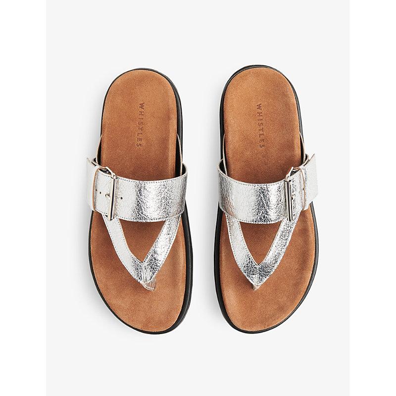 Sutton toe-post buckle metallic-leather sandals