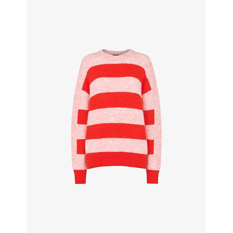 Stripe-pattern relaxed-fit mohair-blend jumper