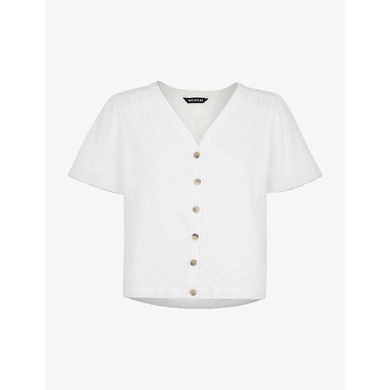 Maeve buttoned cotton-jersey T-shirt