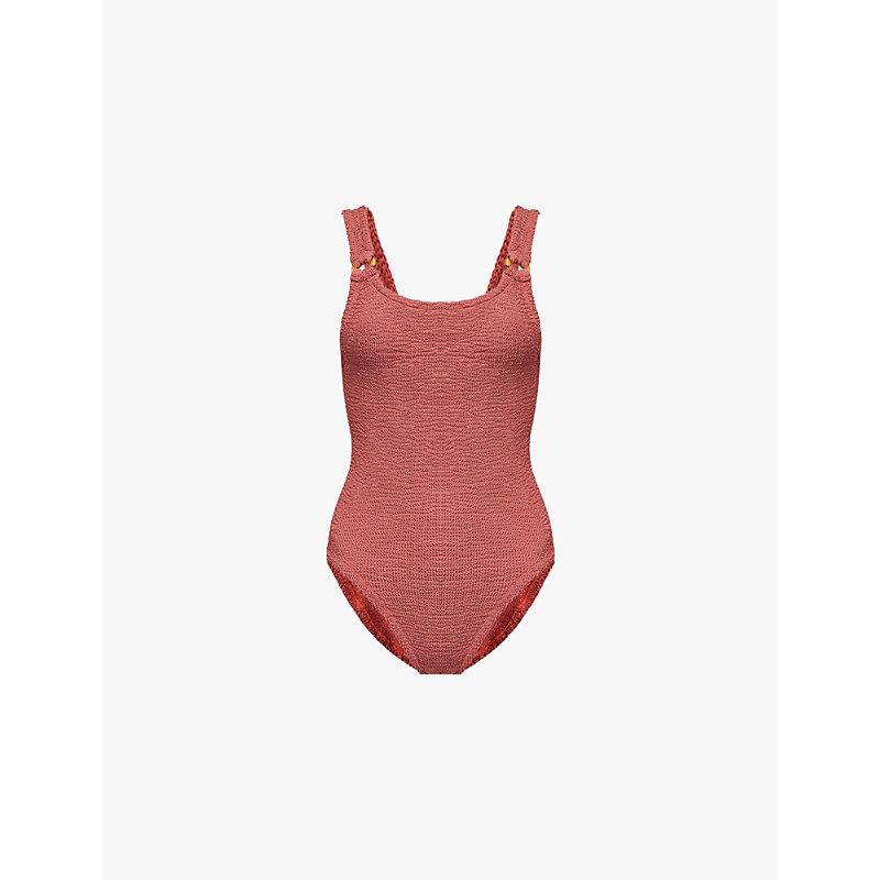 Domino scoop-neck swimsuit