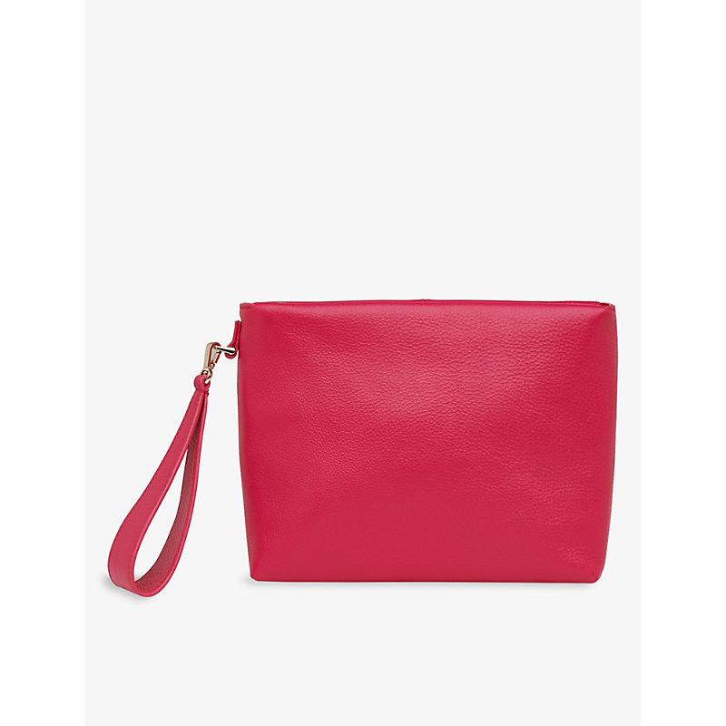 Avah wrist-strap leather clutch bag