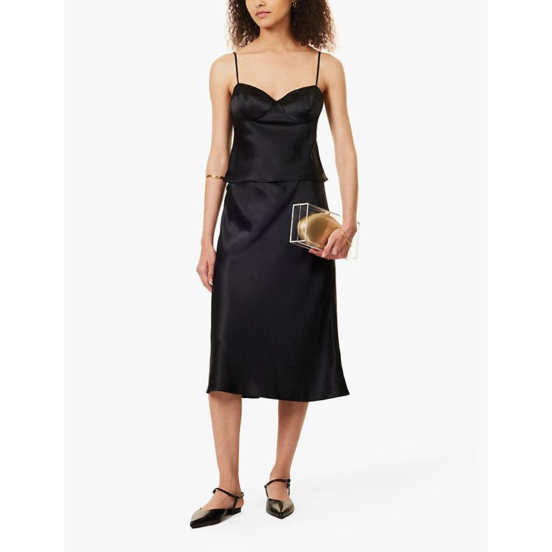 Sia panelled top and midi skirt silk set