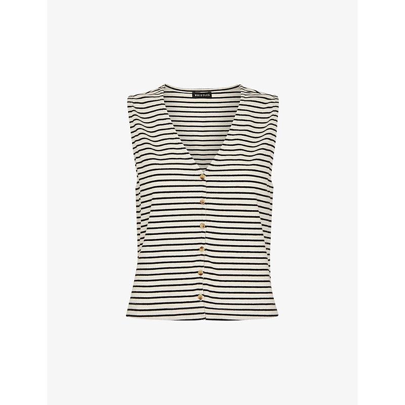 Stripe-pattern stretch-cotton top