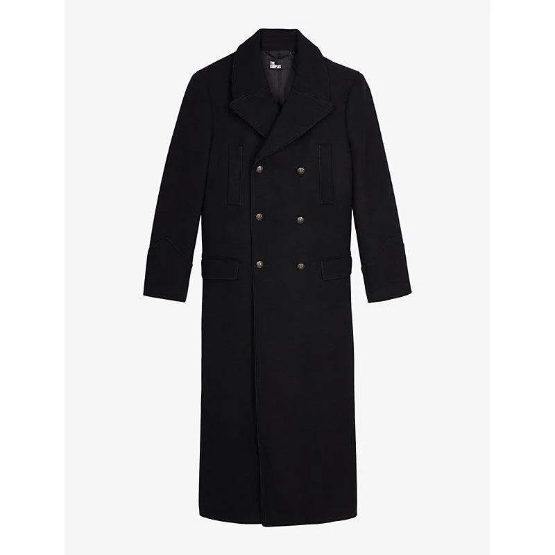 Double-breasted longline wool-blend coat