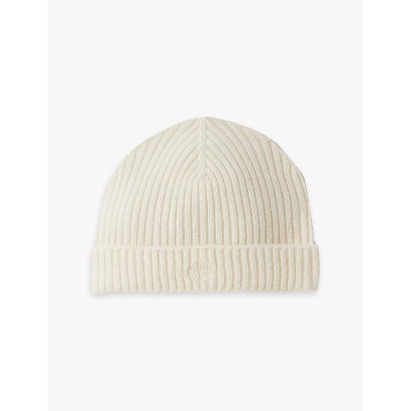 Logo-embroidered ribbed cashmere beanie hat