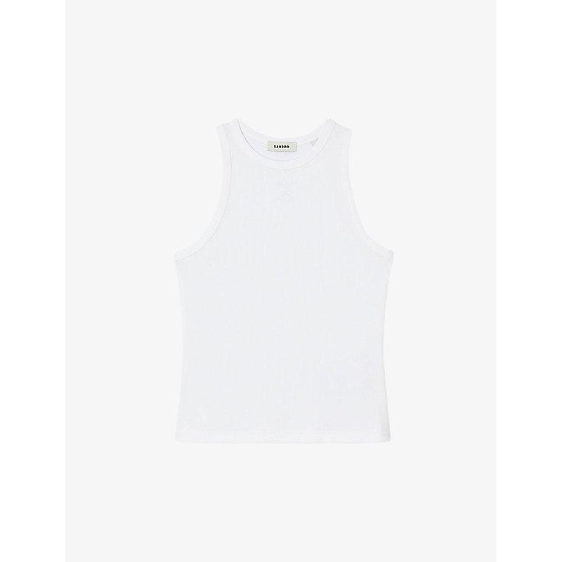 Round-neck sleeveless cotton T-shirt