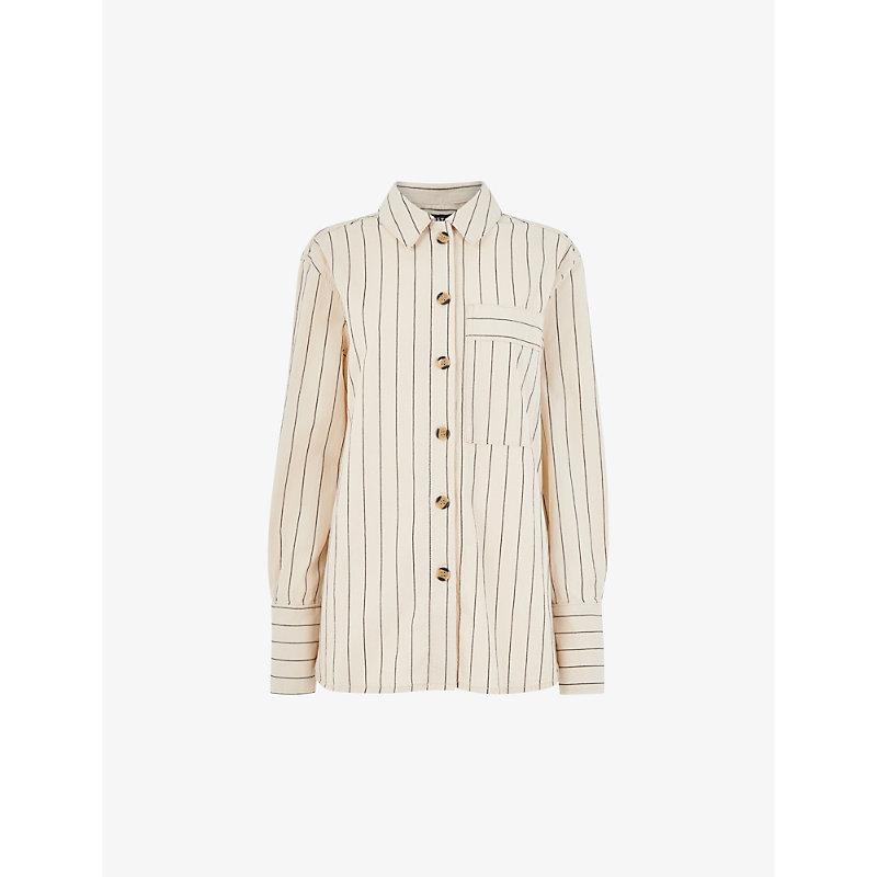 Kwammie striped stretch-cotton overshirt