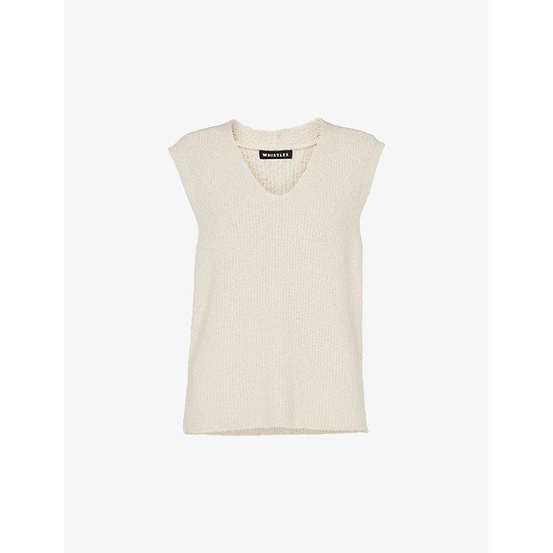 V-neck relaxed-fit cotton-blend tank